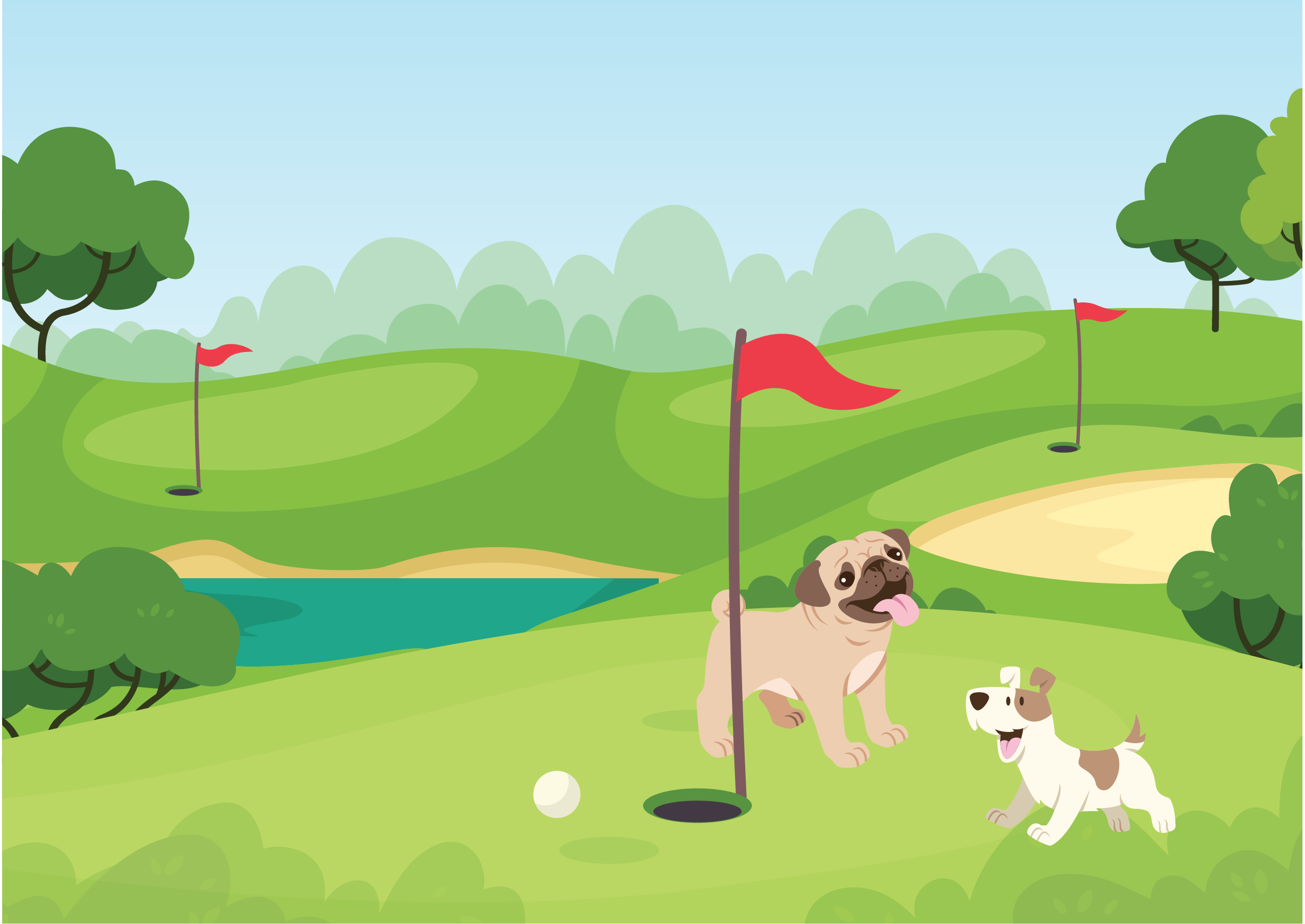 Dogs on golf course